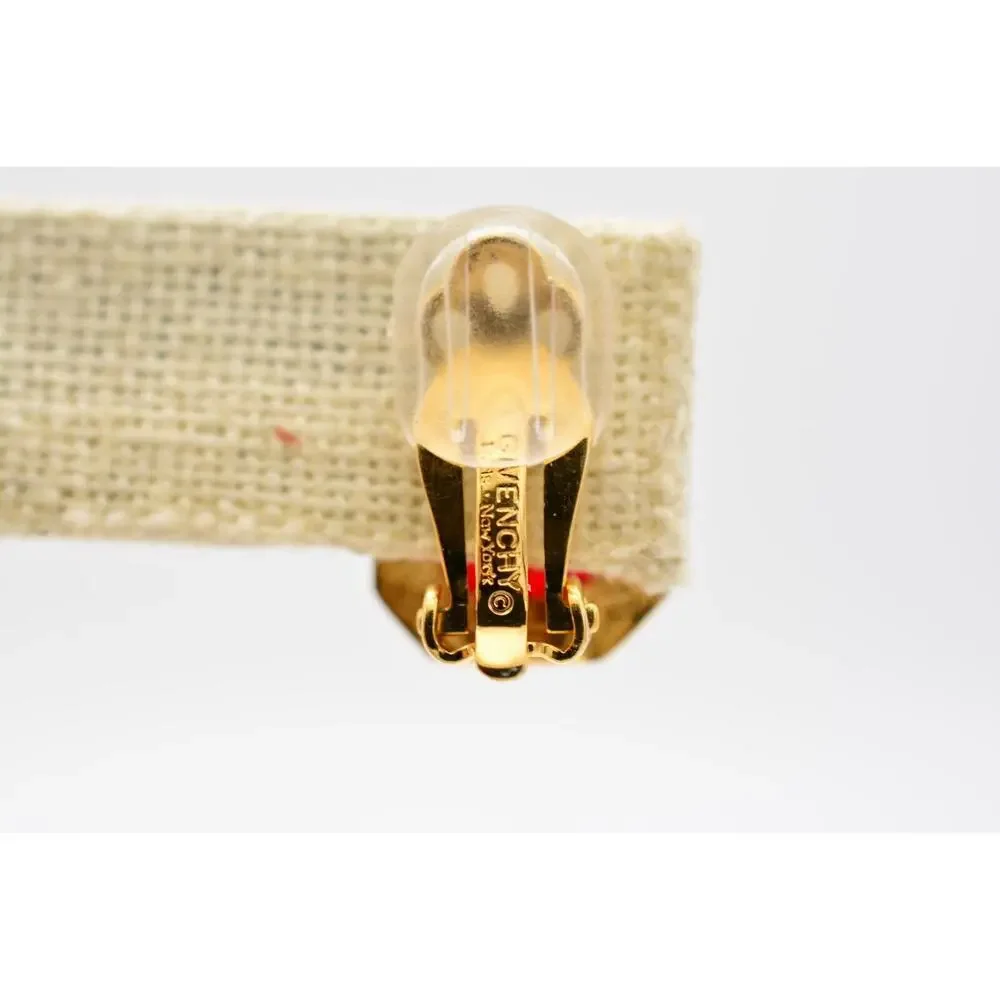 Givenchy Vintage Crystal Clip On Earrings Red Baguette Rhinestone Signed BinAG - Picture 9 of 12